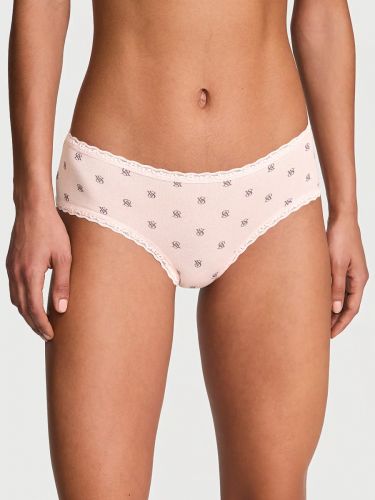 Трусики Cotton Lace-Waist Cheeky Panty Pink Logo Dots