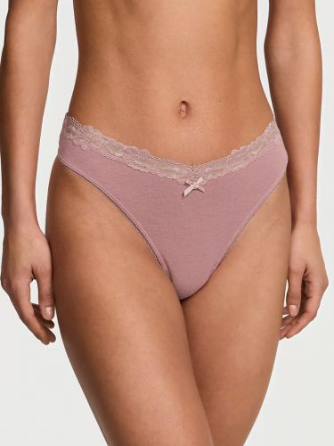 Трусики Cotton Lace-Waist High-Leg Scoop Thong Panty Nostalgia Rose