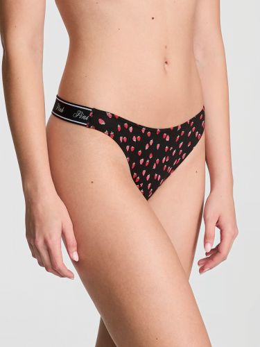 Трусики Logo Micro High-Leg Thong Panty Black Cherry Heart Print