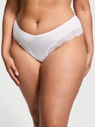 Трусики Rose Lace-Trim High-Leg Cheeky Panty VS White
