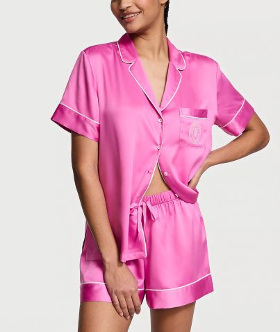 Піжама сатинова Glazed Satin Short Pajama Set New Peony
