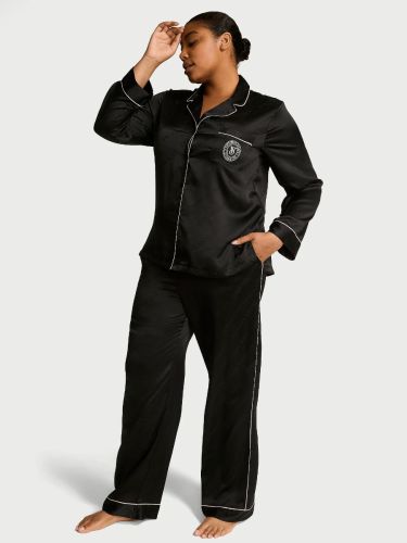 Піжама сатинова Satin Long Pajama Set Black N