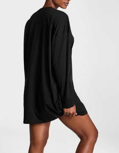 Нічна сорочка Cotton Long-Sleeve Pocket Sleep Tee Black