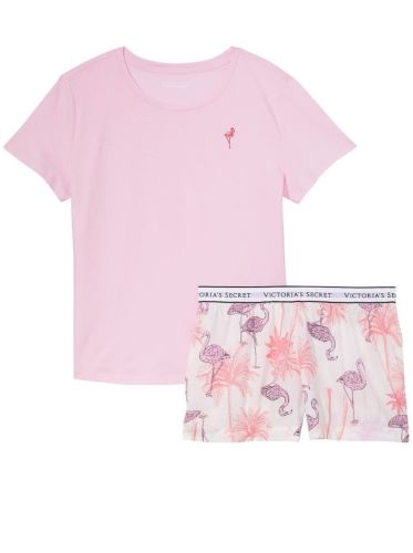 Піжама Cotton Sleep Shirt Boxer Short Set Pink Flamingos від Victoria's Secret