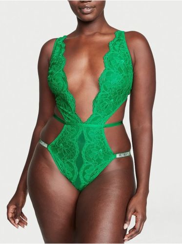 Боді Bombshell Shine Strap Crotchless Teddy Green